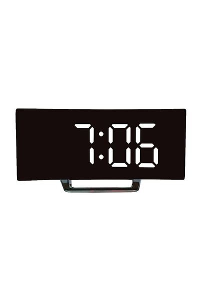 OEM Ceas de birou digital cu LED alb, termometru, funcție 12/24 de ore, formă de mini televizor plat, oglindă