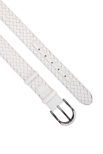 Tamer Tanca Men's Genuine Leather White Belt