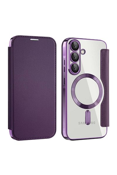 SKYDDAR INNOVATION Case for Samsung Galaxy A56 5G, SmartMag Book, Magsafe, RFiD, Card Holder, sticker set, Purple