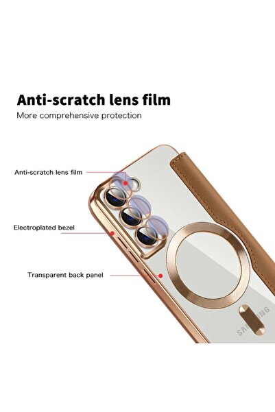 SKYDDAR INNOVATION Θήκη για Samsung Galaxy S22 Plus, SmartMag Book, Magsafe, RFiD, Θήκη καρτών, σετ αυτοκόλλητων, καφέ