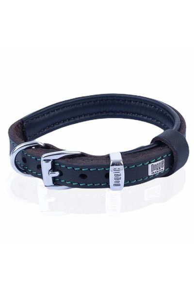 Doggie طوق كلب من الجلد الزيتي بني متوسط 2x35-40 سم
