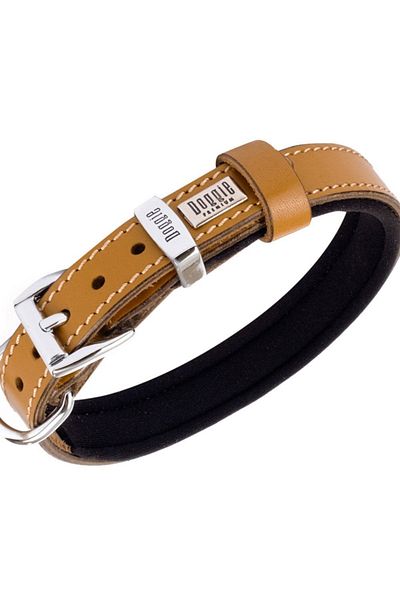 Doggie طوق كلب من الجلد المريح مزين بالخرز على شكل عين الشر، لون الجمل المتوسط، 2x35-40 سم