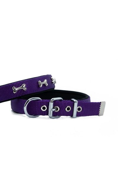 Doggie طوق كلب منسوج مريح باللون الأرجواني المتوسط 2x35-40 سم
