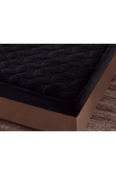 trendyhome Bed Cover with Elastic 140x200, Velvet, Black, J141119