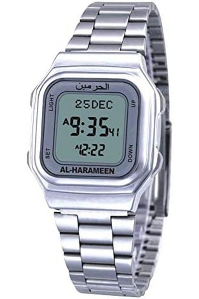 Alharameen Azan Watch HA-6461, Islamic Muslim Prayer Times Watch, Stainless Steel