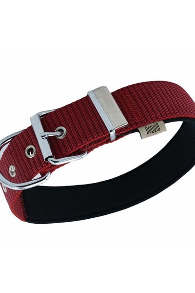 Doggie طوق كلب منسوج مريح متوسط اللون أحمر 4x52-60 سم