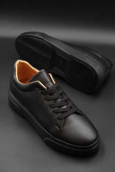 Sanvio Tarzkar Men's Black Daily Orthopedic Stitched Lightweight Eva Sole Walking Guaranteed Sports Shoes Sneakers