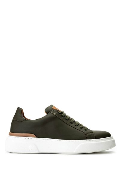 Tamer Tanca Men's Genuine Leather Green Sneakers & Sports Shoes