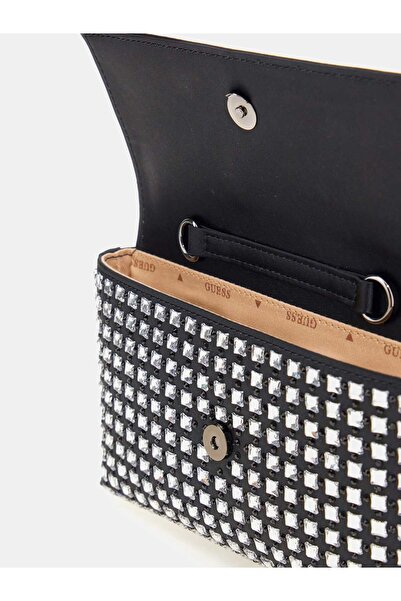 Guess Women Black Zalına Flap Clutch-Bla Shoulder Bag