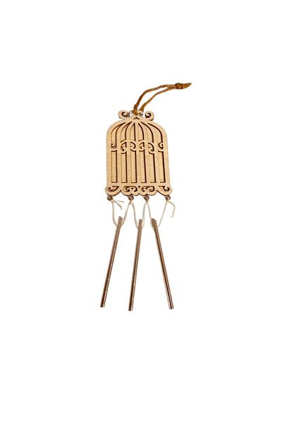 OEM Wind chimes made of wood, cage shape, size 10x6.5cm