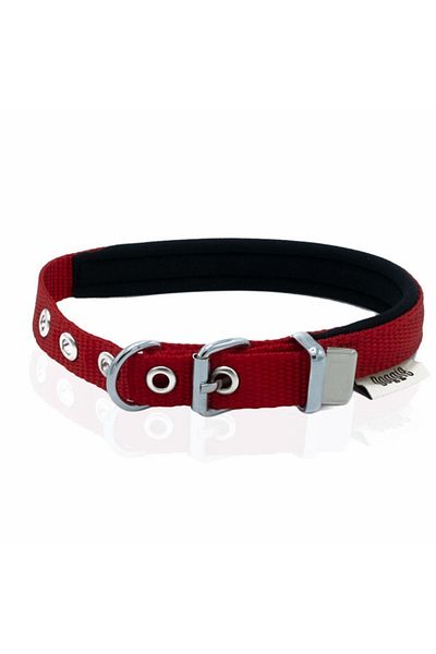 Doggie طوق كلب منسوج مريح أحمر متوسط 1.5x25-30 سم