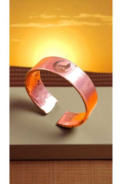 yerlikaya bakır Moon and Wolf Pure Copper Ring
