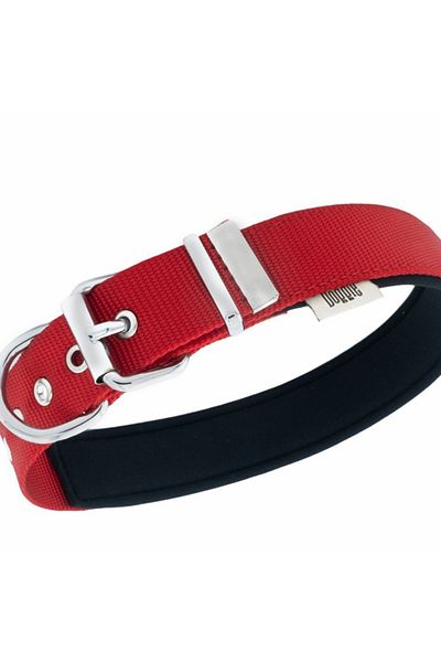 Doggie طوق كلب منسوج مريح باللون الأحمر المتوسط 3x42-50 سم