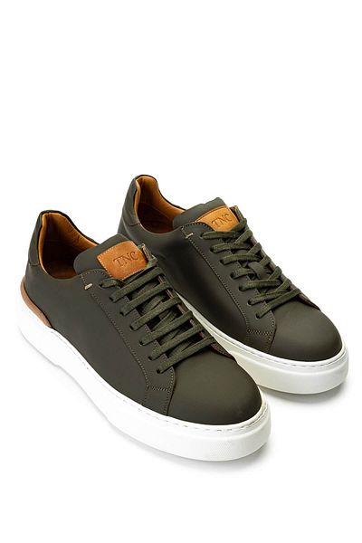 Tamer Tanca Men's Genuine Leather Green Sneakers & Sports Shoes