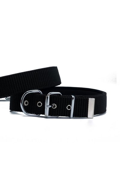 Doggie طوق كلب منسوج مريح أسود صغير 4x47-55 سم