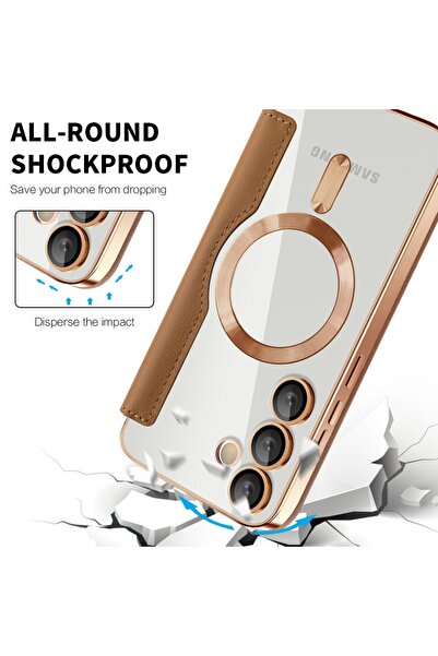 SKYDDAR INNOVATION Θήκη για Samsung Galaxy S23 Plus, SmartMag Book, Magsafe, RFiD, Θήκη καρτών, σετ αυτοκόλλητων, καφέ