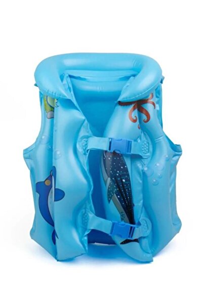 buradanaldım Mavi Hayvan Desenli 3-7 Yaş Çocuklar Için Şişme Havuz Ve Deniz Can Yeleği, Yüzme Öğrenme Life West