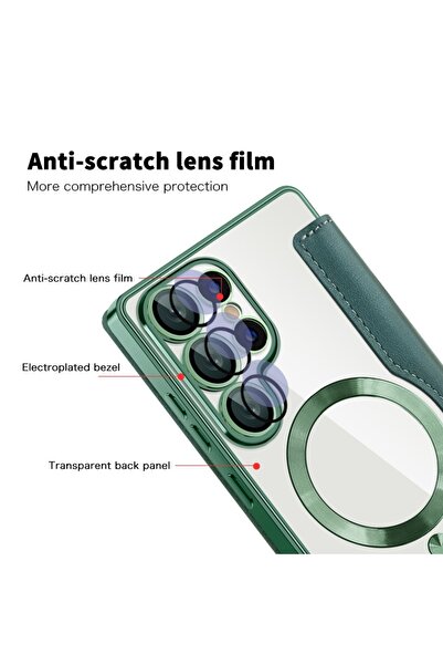 SKYDDAR INNOVATION Θήκη για Samsung Galaxy S25 Ultra, SmartMag Book, Magsafe, RFiD, Θήκη καρτών, σετ αυτοκόλλητων, Πράσινη