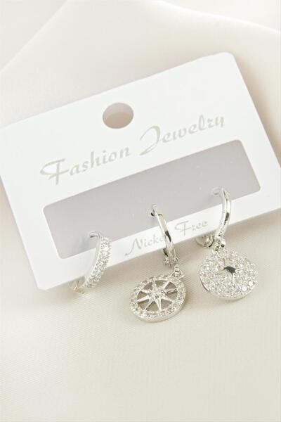 Marsilyan 3 Pieces Star Zircon Stone Earrings