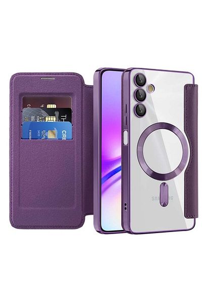 SKYDDAR INNOVATION Case for Samsung Galaxy A05s, SmartMag Book, Magsafe, RFiD, Card Holder, sticker set, Purple