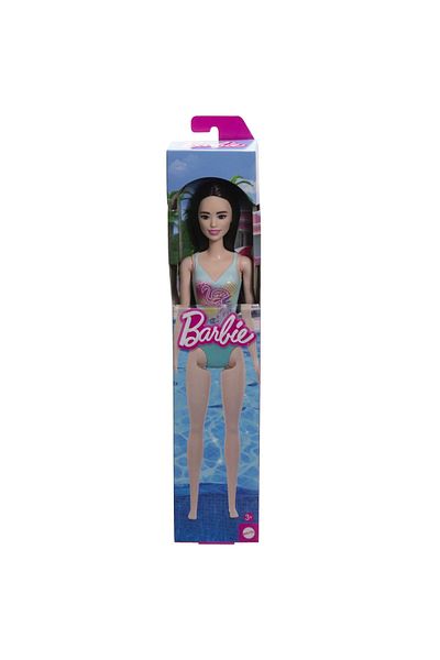 Barbie PAPUSA BRUNETA CU COSTUM DE BAIE ALBASTRU