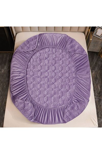 trendyhome Velvet Bed Cover with Elastic, 140 x 200cm, Purple, J14278
