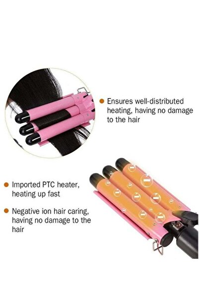 Yelajoy 3 Barrel Curling Iron Hair Crimper,Adjustable Temperature Three Barrels Hair Waver,Ceramic,1 inch