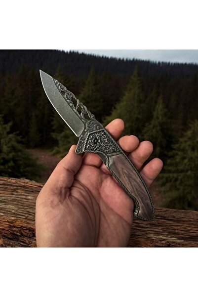 M Mazzanti Ahşap İşlemeli Otantik Çelik Çakı