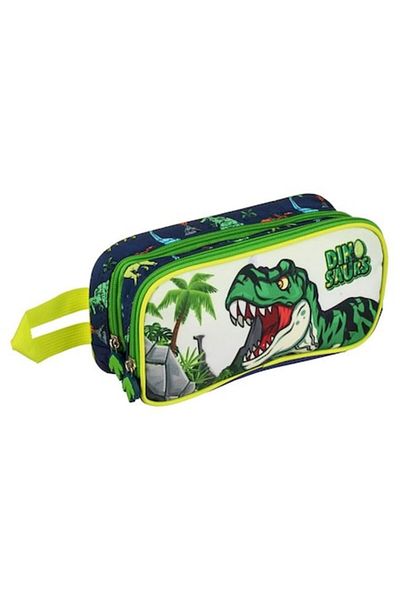 OEM Tub Oval Pencil Case Green Blue Dinosaurs with Handle Pacific