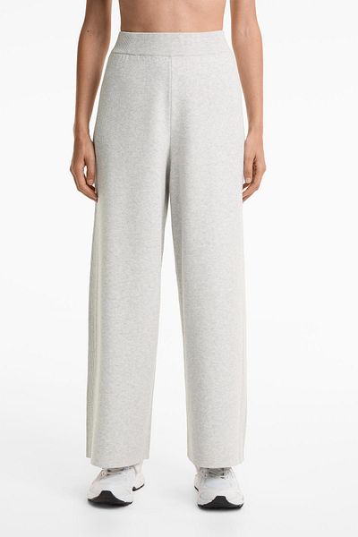 Oysho Straight side rib knit trousers