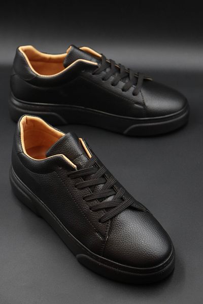 Sanvio Tarzkar Men's Black Daily Orthopedic Stitched Lightweight Eva Sole Walking Guaranteed Sports Shoes Sneakers