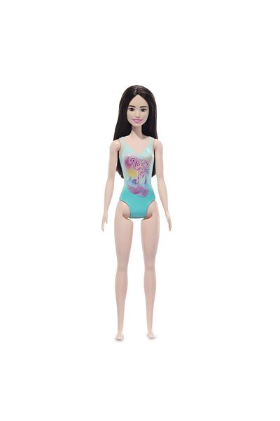 Barbie PAPUSA BRUNETA CU COSTUM DE BAIE ALBASTRU