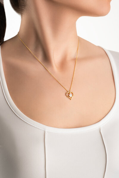 So CHIC... Aşk Yıldızı 18 Ayar Sarı Altın Kaplama 45 Cm Gümüş Kolye