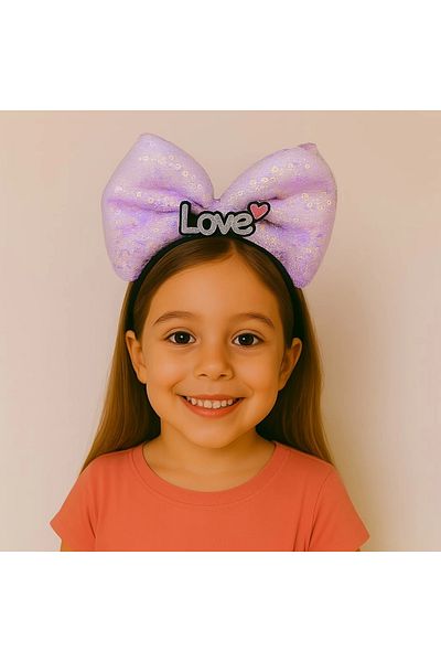 HACESHOP Purple Bow Crown with Led Light and Love Written – Girl's Party Crown