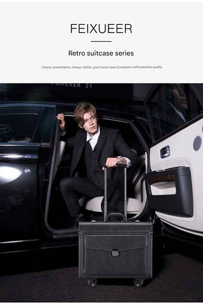 RIMON Retro Pilot Suitcase with Spinner Wheels & TSA Lock – Business Carry-On Travel Luggage Bag
