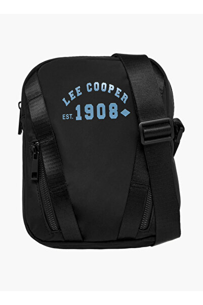 Lee Cooper Logo Print Crossbody Bag with Adjustable Strap and Zip Closure - W 8.5 x H 22.5 x D 6 cm