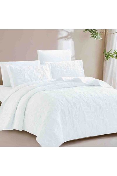 Alhabib bedding Fiori Summer Light Double Compressed White Bedspread, 6 Pieces