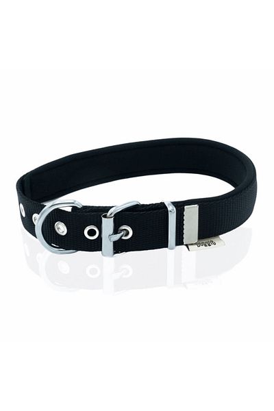Doggie طوق كلب منسوج مريح مقاس كبير أسود 2.5x42-50 سم