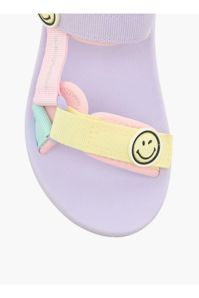 SMILEY Accent Detail Sandals with Hook and Loop Closure