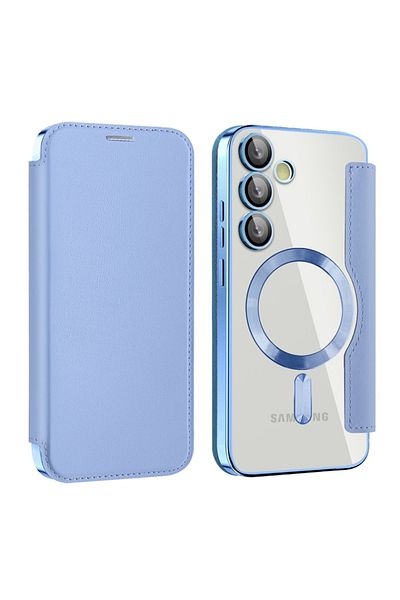 SKYDDAR INNOVATION Case for Samsung Galaxy S23, SmartMag Book, Magsafe, RFiD, Card Holder, sticker set, Blue