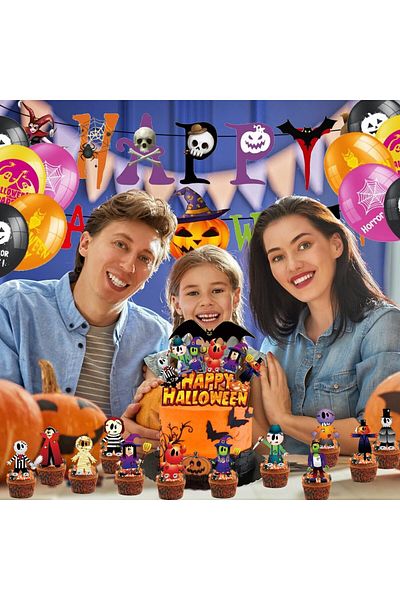 simyron Halloween party set, multicolor, latex/paper, 30 pieces