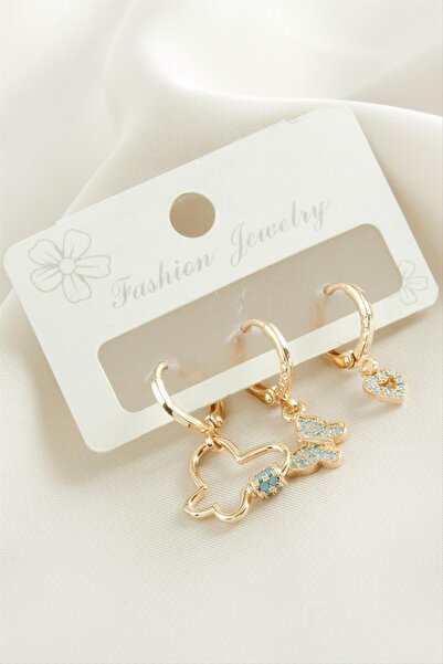 Ronanna 3 Pieces Butterfly Zircon Stone Earrings