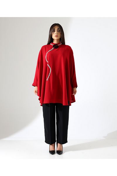 Fi'l Arz Fashion Rose Evening Dress Crepe Suit