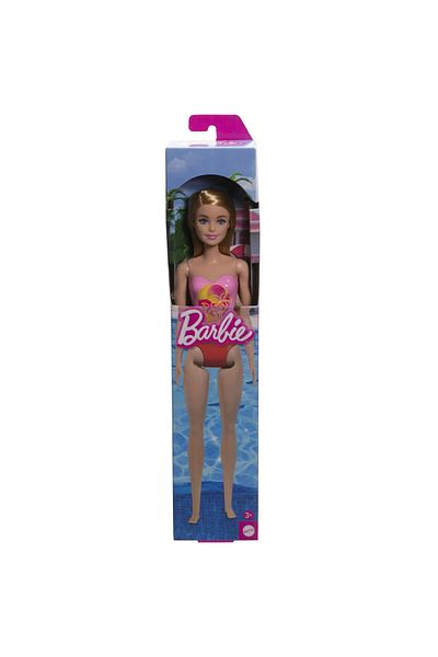Barbie PAPUSA BLONDA CU COSTUM DE BAIE ROZ LA PISCINA
