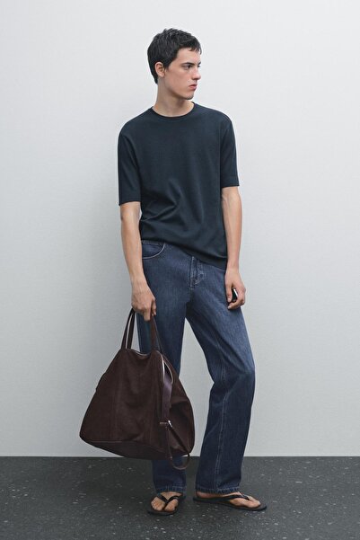 Massimo Dutti Fitilli kenarlı %100 pamuklu t-shirt