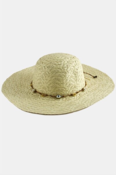 OSENSE قبعة من القش بسلسلة محبوكة للعين