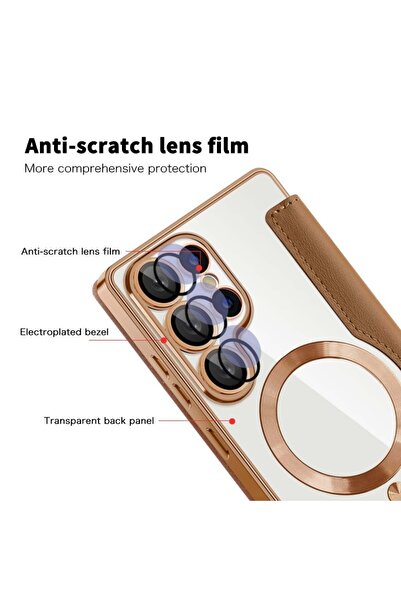 SKYDDAR INNOVATION Θήκη για Samsung Galaxy S25 Ultra, SmartMag Book, Magsafe, RFiD, Θήκη καρτών, σετ αυτοκόλλητων, καφέ