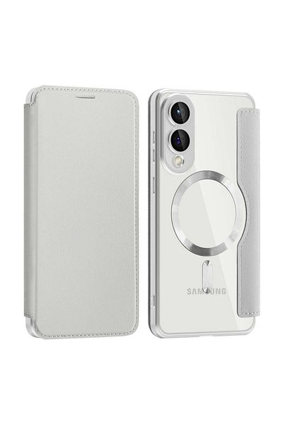 SKYDDAR INNOVATION Case for Samsung Galaxy S25 Edge, SmartMag Book, Magsafe, RFiD, Card Holder, sticker set, Gray