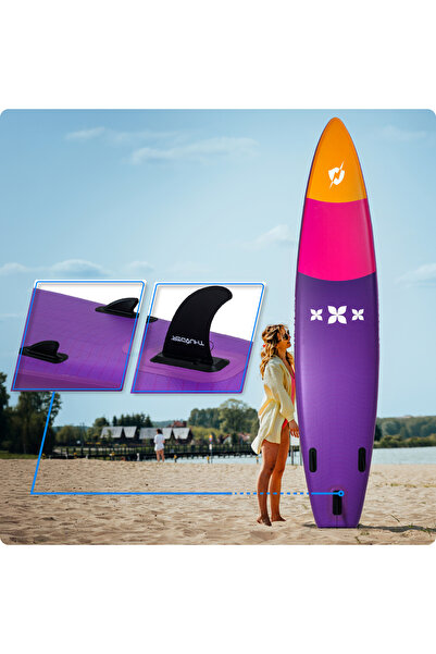Thunder Sharpe Inflatable SUP Board, 365x75x15cm, Set With Backpack, Seat, Pump, Plum Purple/Orange
