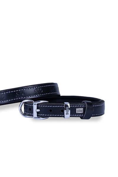 Doggie طوق كلب مريح من الجلد بنمط مخالب أسود متوسط 2x35-40 سم
